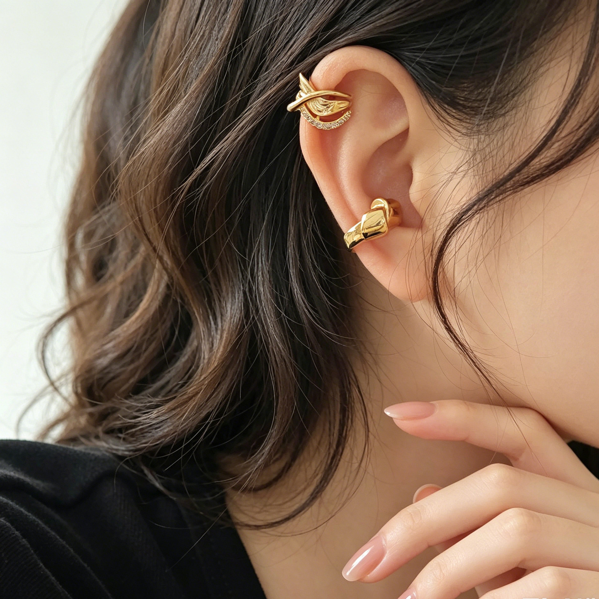 Premium Gold Ear Cuff For Non Pierced Ears Unique Ear Accessory_voghion.com