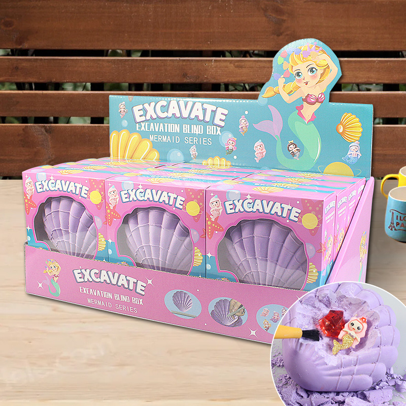 Dropshipping Excavating Archaeological Toys Mermaid Shell Dinosaur Fossils Archaeological Treasure Hunt Toys Wholesale