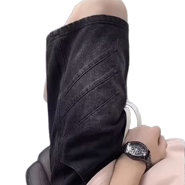 Washed Pleated Denim Shorts Men's Summer Wear Shark Gills Drawstring Five-point Pants Cleanfit Casual Pants_viptrois.com