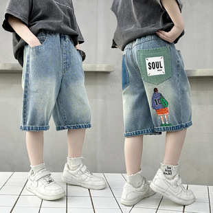 Children's Summer Denim Shorts Cropped Summer Style 2025 New Denim for Older Kids Boys Cool Summer Clothes