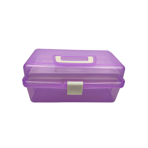 Factory-provided large three-layer transparent plastic foldable 671 color home storage manicure painting hardware art tools box