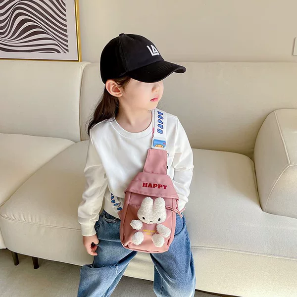 New Girls' Bag Chest Bag Fashion Little Rabbit Cute Little Boy Children's Bag Girl's Lightweight Shoulder Crossbody Bag