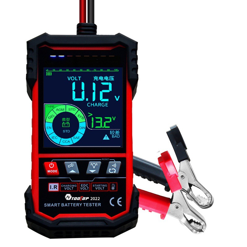 Detector de batería OOLTOP pantalla a color de 3,2 pulgadas ET2201 reconocimiento automático de voltaje con temperatura inteligente 12V