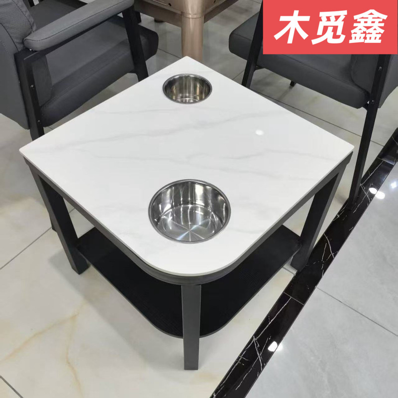 加厚岩板麻将机茶几茶水架麻将桌小边几置物架棋牌室专用茶水桌子|undefined