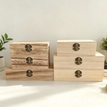 现货木盒收纳盒翻盖式天地盖木盒抽拉盒首饰化妆品储物盒实木礼盒