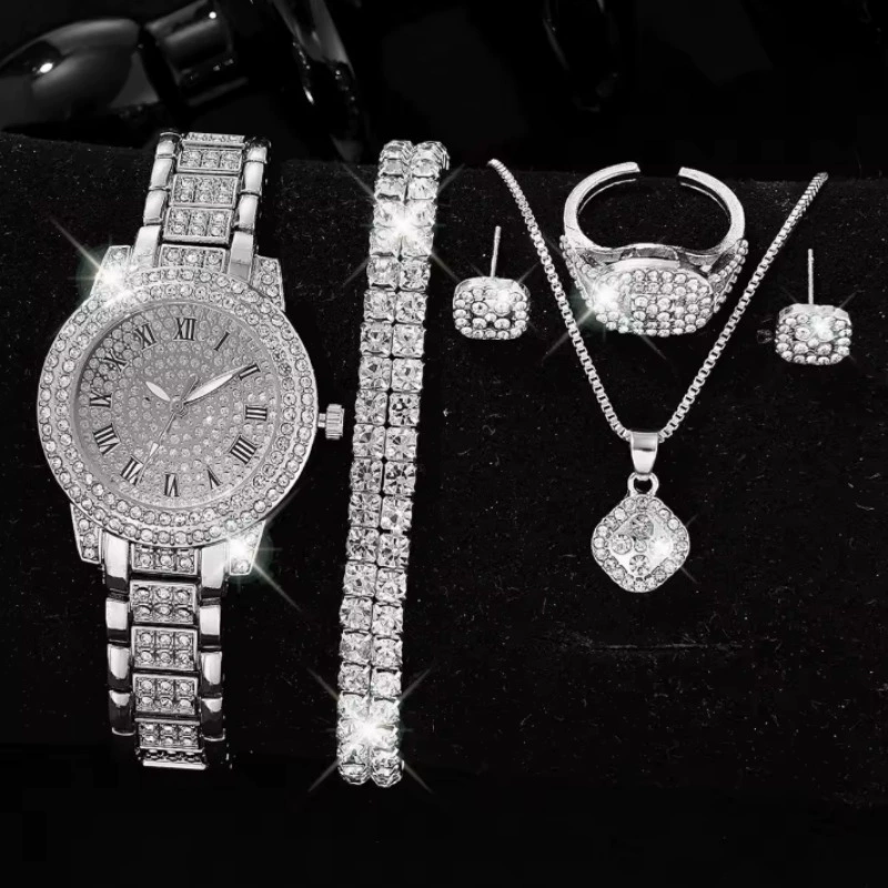 Casual Bracelet and Quartz Watch Set, Fashion Jewelry, Multiple Colors, 23.5 cm