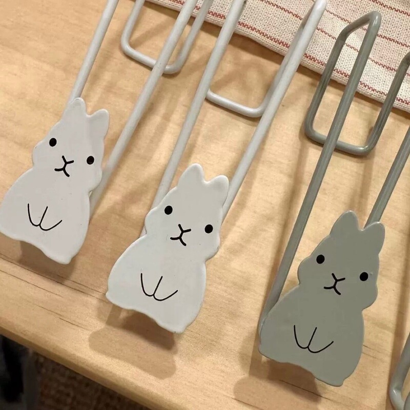うさぎキャビネット扉フック食器棚扉鉄製物置棚穴なしゴミ袋ホルダー台所用品収納ラック|undefined