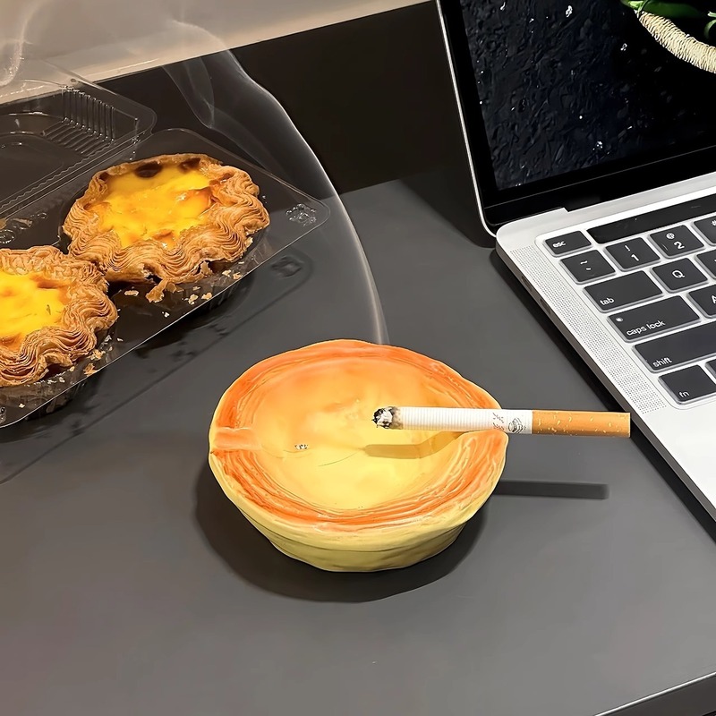 クリエイティブな個性トレンドエッグタルト灰皿セラミックコーヒーテーブルデスクトップかわいい装飾品高価値リビングルームホーム灰皿|undefined
