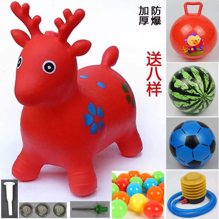 Inflatable toy for jumping, music pony, increased thickness