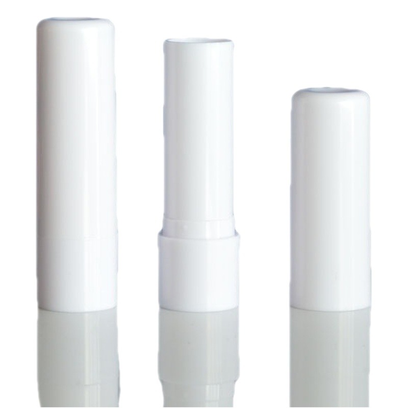 En stock 5g Rosa Blanco bálsamo labial tubo de plástico lápiz labial tubo de esmalte de labios blanco brillante botella 19*69m