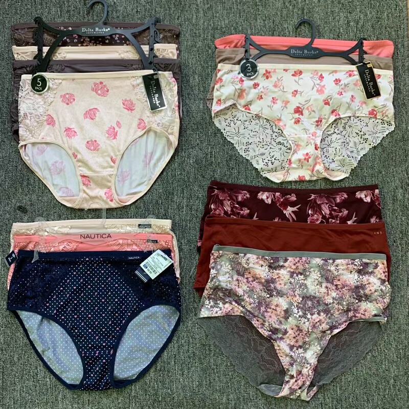 Milk Silk Knitted Mid-High Waist Printed Lace Skin-Friendly Breathable Comfortable Cotton Crotch Briefs T-Pants