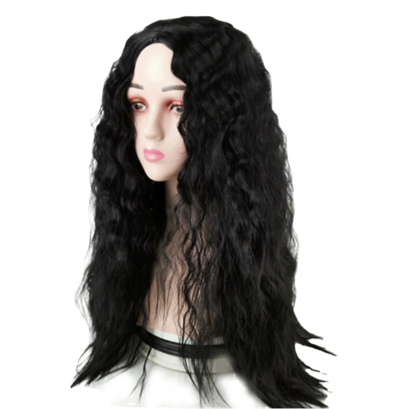 Amazon New Wig Women's Long Curly Hair Explosive Head High Temperature Silk Small Curly Hair Africa Cross-border Wig Wholesale