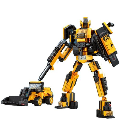 Senbao 712001-43 engineering vehicle deformation robot excavator roller boy building block toy gift