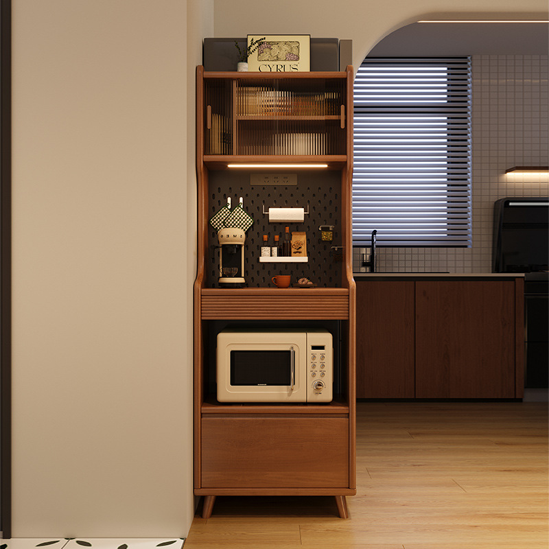 Solid Wood Sideboard Coffee Cabinet Small Kitchen Integrated Wall Storage Cabinet Home Storage Cabinet Narrow Tea Cabinet