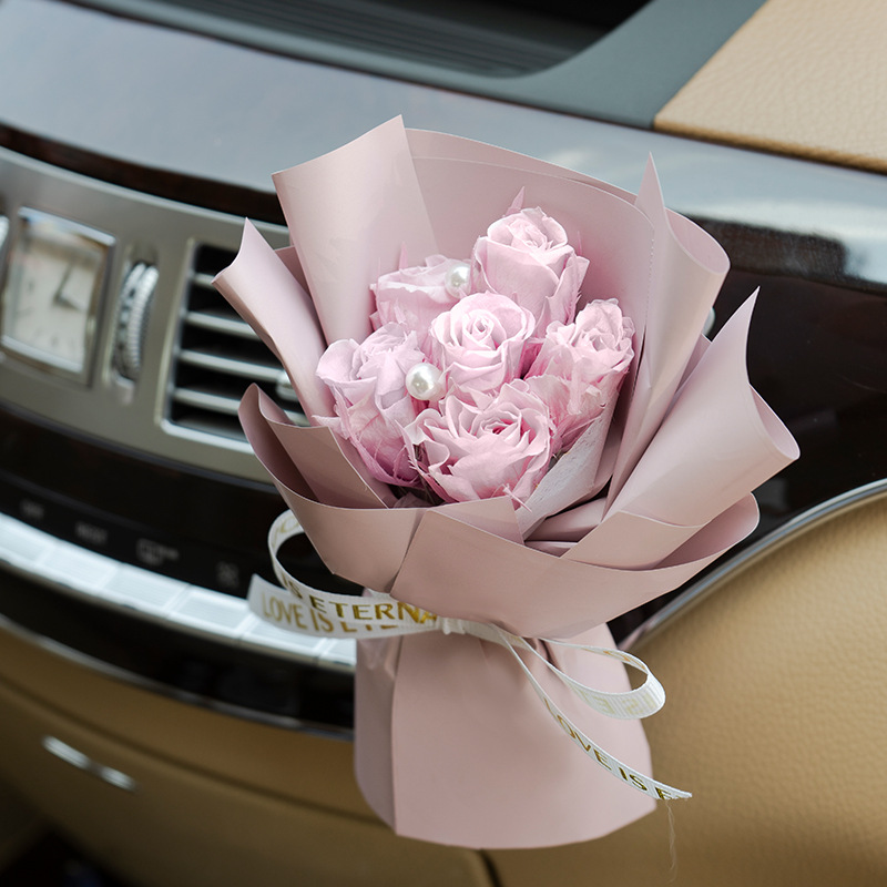 Mini rosas de flores eternas, 6 pequeños ramos para decoración de coches, regalo del Día de San Valentín para novia, regalo creativo y de alta gama con flores reales