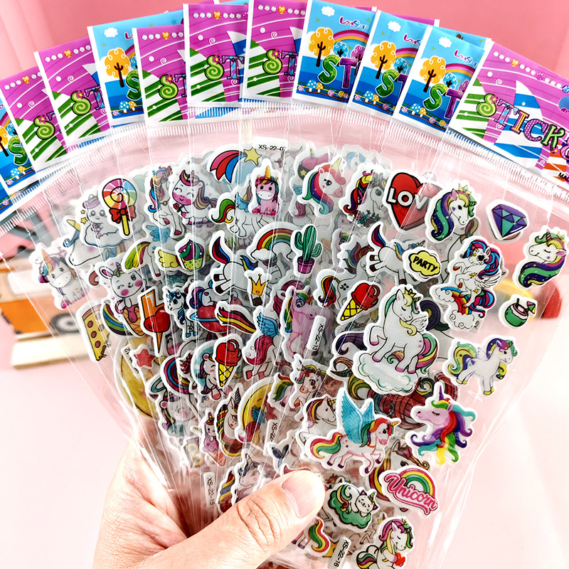 Pegatinas de burbujas de dibujos animados para niños Sanrio Kapibala Ice Animal Dinosaur Cars 3D Pegatinas estéreo