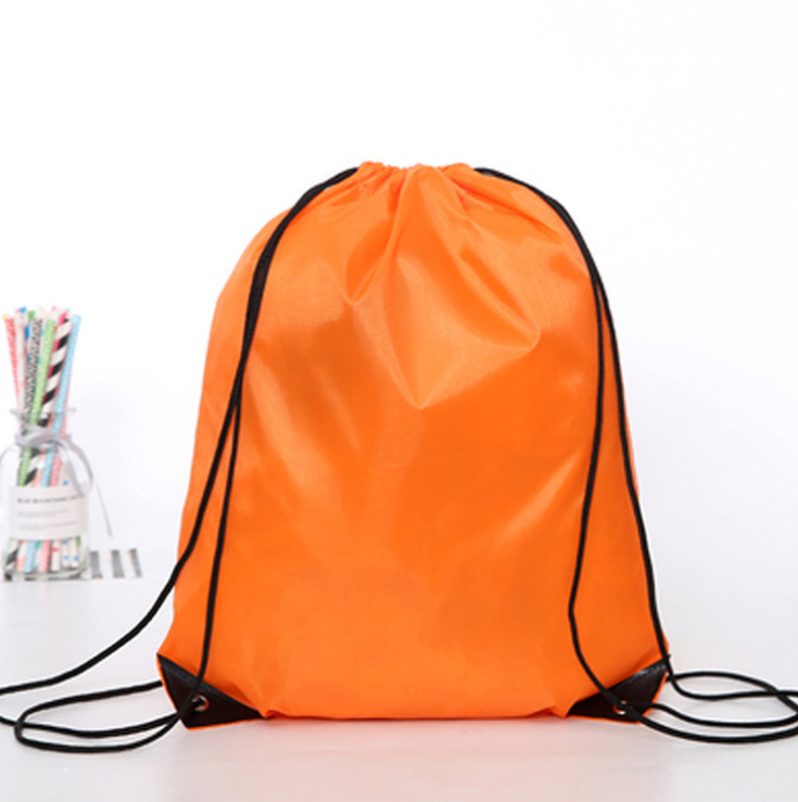 En stock 210D bolsa de cordón de poliéster impreso logo clase de entrenamiento maratón mochila bolsa de tela Oxford bolsa de cordón publicitario