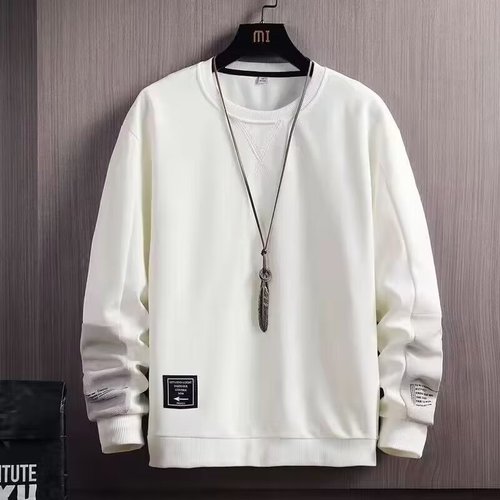 Men's Padded Sweatshirt for Autumn/Winter, Plus Size, Loose Fit, Crew Neck Basic Top, Streetwear Brand Men's Clothing