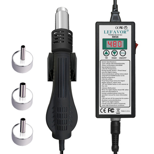 Foreign trade hot model 8858S digital display adjustable temperature hot air gun handheld hot air blower repair mobile phone hot drying gun desoldering station