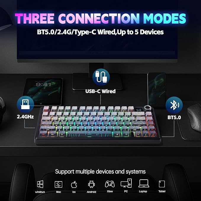 Wolf Spider AULA F75 ワイヤレス 3 モードカスタマイズされたメカニカルキーボード e スポーツガスケット構造ホットスワップ可能な Bluetooth TK