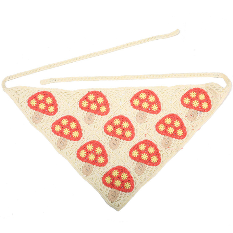 Francia cereza toallas triangulares mujeres primavera y otoño viajes padres-hijos gancho de punto flores hueco pañuelo de arte correa de pelo gorro