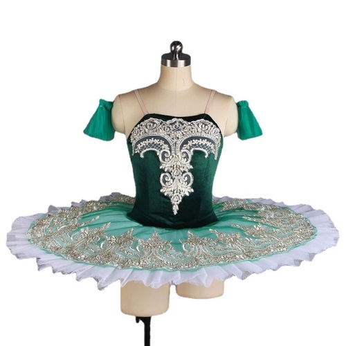 Modern dance stage ballet dance dresses photography dark green tutu skirts little swan lake ballet dance performances costumes for girls 