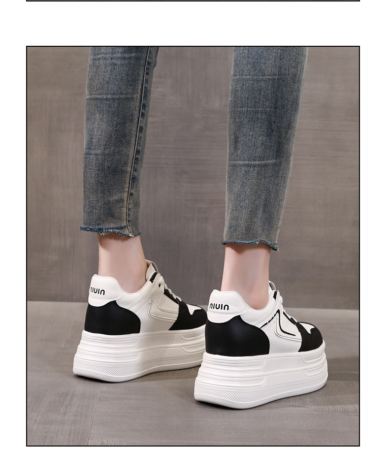Giày sneaker nữ đế xuồng 8cm tăng chiều cao phong cách đa năng — đen chi tiết 13