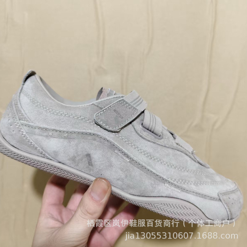 迪家2025年新款魔术贴复古德训鞋女平底休闲运动芭蕾小众女鞋纯原|undefined