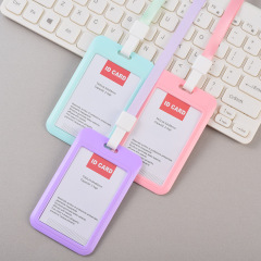 Macaron Color ID Card Holder Exhibition Ribbon Work Badge ABS Student Card Access Card Waterproof Bus Card