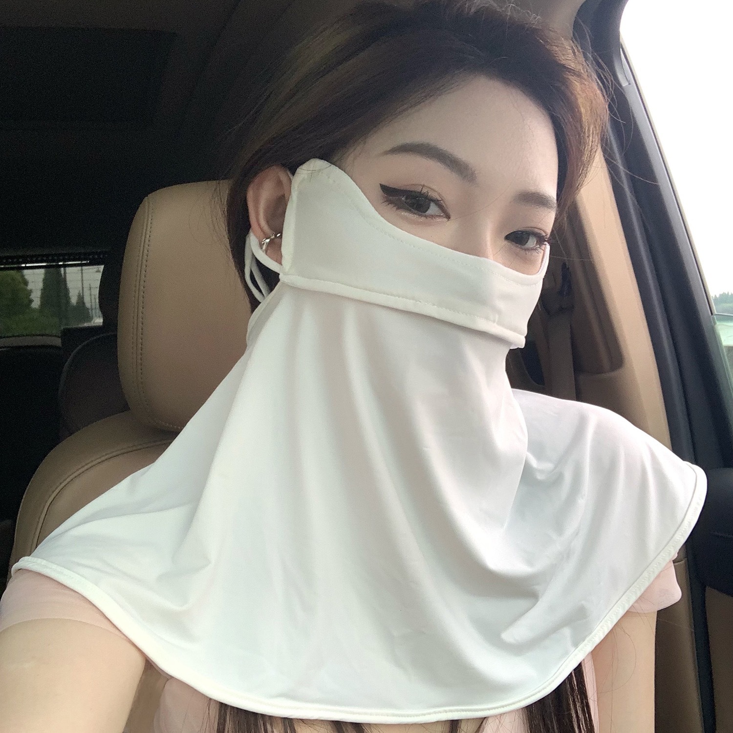 Ice Silk Eye Protection Corner Sunscreen Full Face Neck Cover for Women Summer High Fashion UV Blocking Sunshade Driving Mask