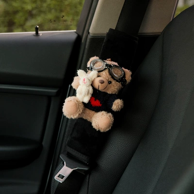 seat belt shoulder pad car – Seat belt shoulder pad - navy-love-sweater-with-rabbit-and-bear-black-velvet-shoulder-pads