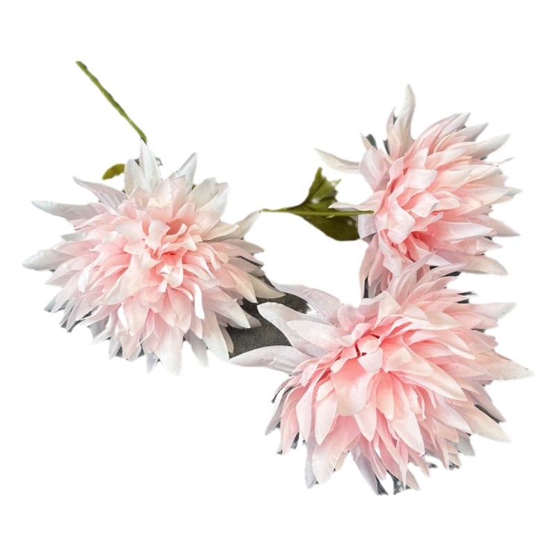 Flores artificiales, crisantemos de 3 cabezas, flores de seda, arreglo floral de crisantemo, accesorios de fotografía, flores falsas, ramo de flores para fotografía, decoración del hogar