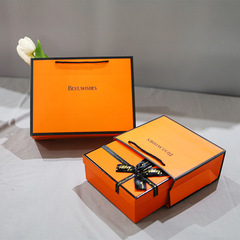 White Card Large Gift Bag for Clothing Fashion Brand, Thick Orange Simple Handheld Paper Bag