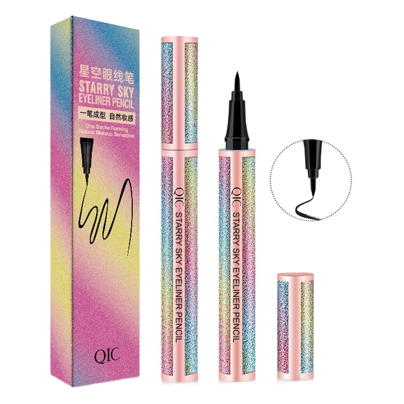 Qic Starry Sky Eyeliner Waterproof, Sweatproof, Non-Smudged, Quick-Drying and Smooth Liquid Eyeliner Pen Eyeliner Makeup Wholesale
