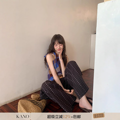 你好卡农 复古提花织绣休闲裤女夏季新款高腰宽松直筒拖地阔腿裤