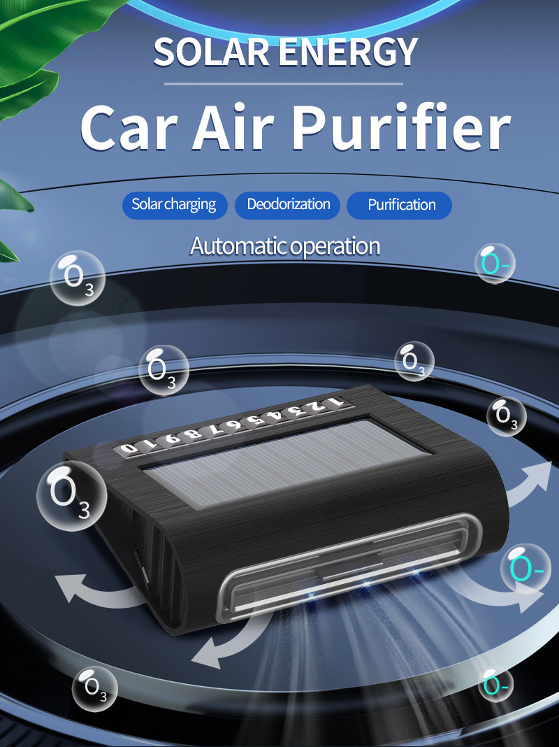 Solar Car Air Purifier, Automatic Running, Parking Start, Solar Charging, Ultra-long Battery Life, No Consumables