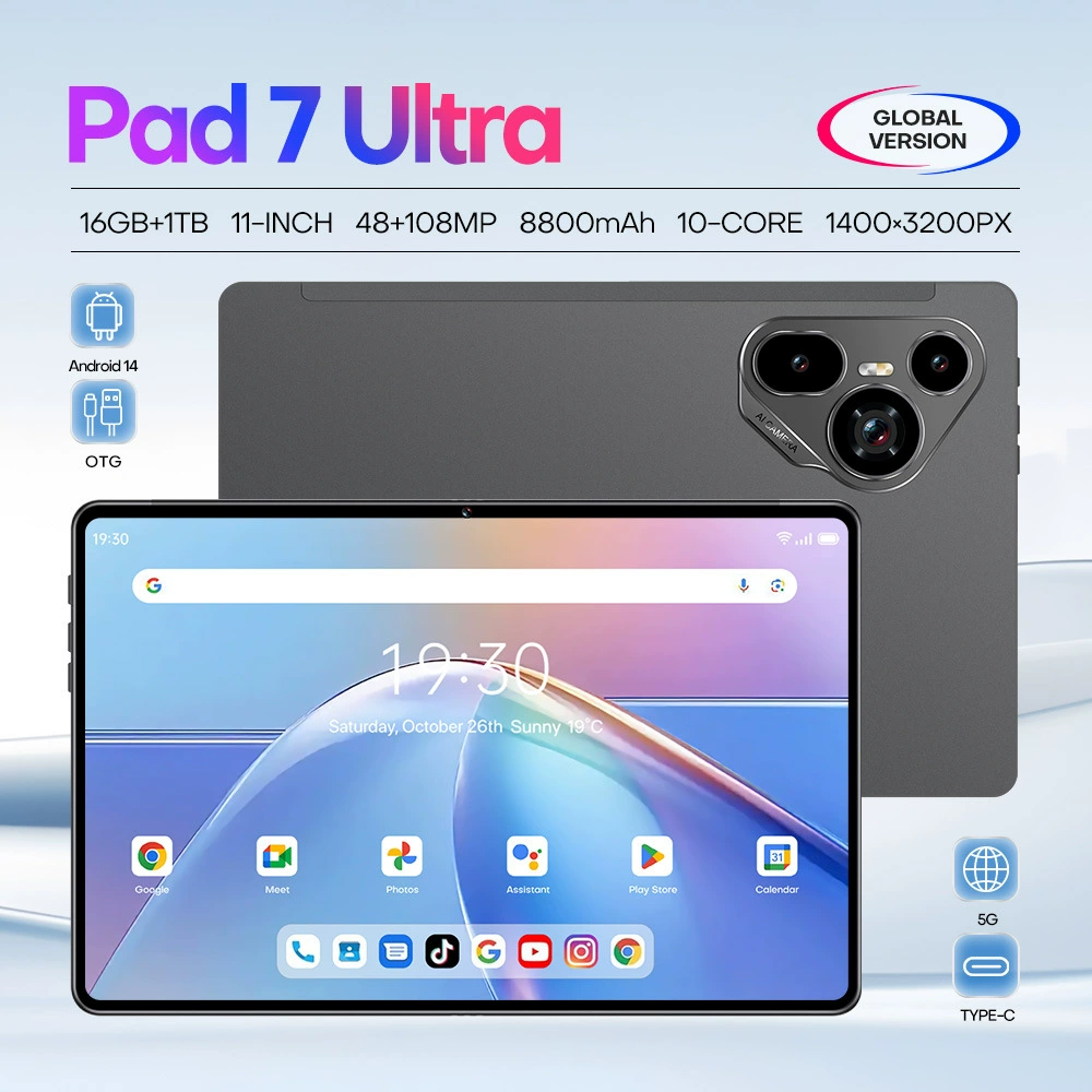 Планшет Pad 7 Ultra, 11 дюймов, 16ГБ+1ТБ, Android 14, 8800 мАч, 10-ядерный