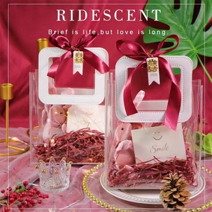 Spot wholesale net red plastic bag pvc handbag transparent hand gift packaging bag Christmas gift bag
