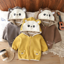 宝宝卡通连帽外套2025新款春秋季男童双面绒连帽外套女童上衣洋气