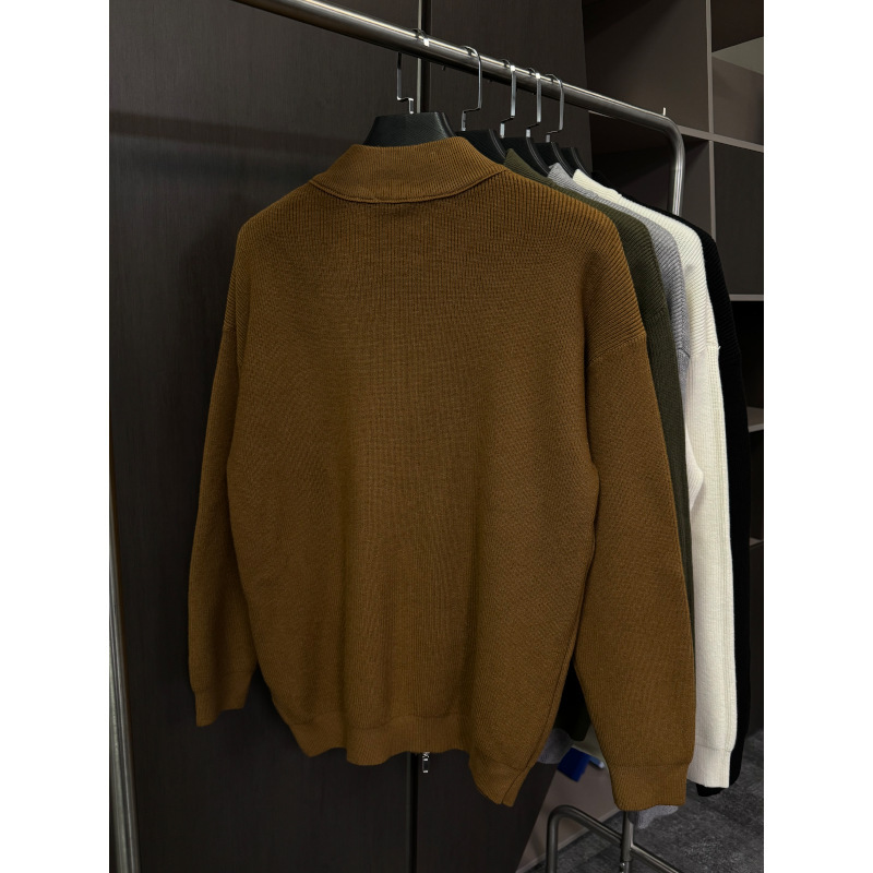 Suéter de hombre con cremallera de punto Cardigan de invierno nuevo cuello de media altura suéter de manga larga de viento perezoso chaqueta