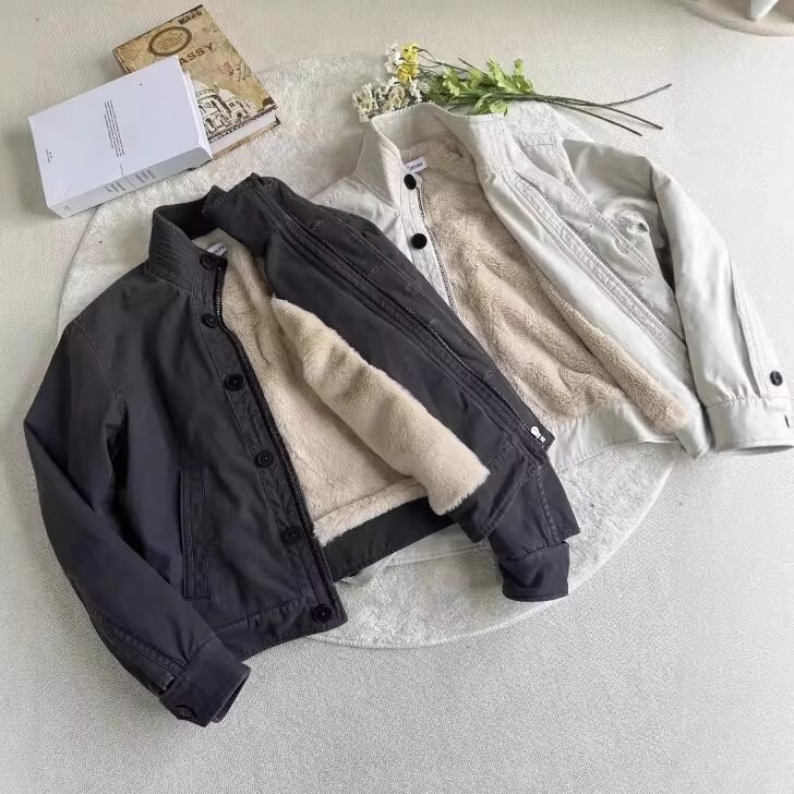 Military-Style Af Faux Rabbit Fur Fleece-Lined Washed Harrington Jacket Zuo Shan Diao Coat 4Junks Jacket Cotton Jacket for Men Winter