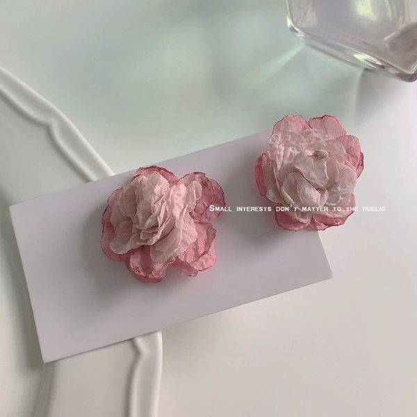 Rose pink flower earrings (A3315)
