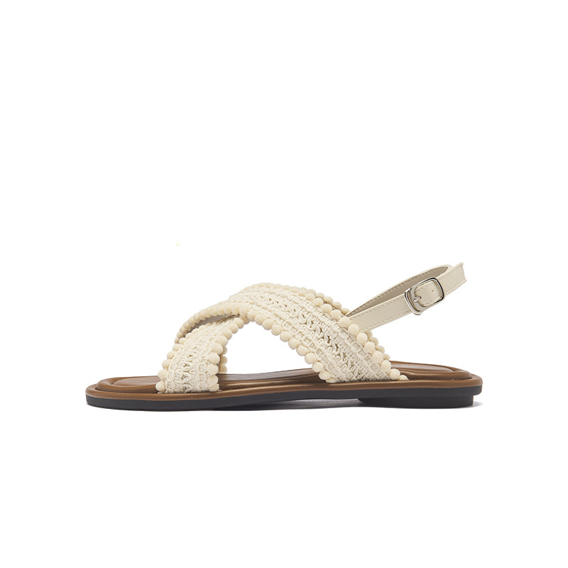 Augustion sandalias planas mujer 2025 nuevo estilo verano con falda sandalias de playa francesa