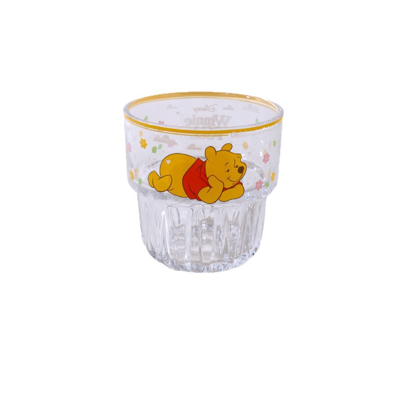 Disney Pooh Stars Club Taza de vidrio Taza de agua de dibujos animados Taza de agua para el hogar femenina de alto valor Taza de agua para el día del niño
