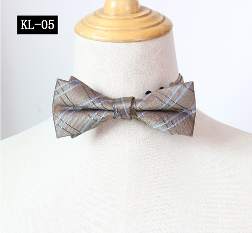 Lapel Tie Men's Formal Suit Evening Gown Gentleman Wedding British Retro Style Dark Brown Striped Fashion Butterfly Knot