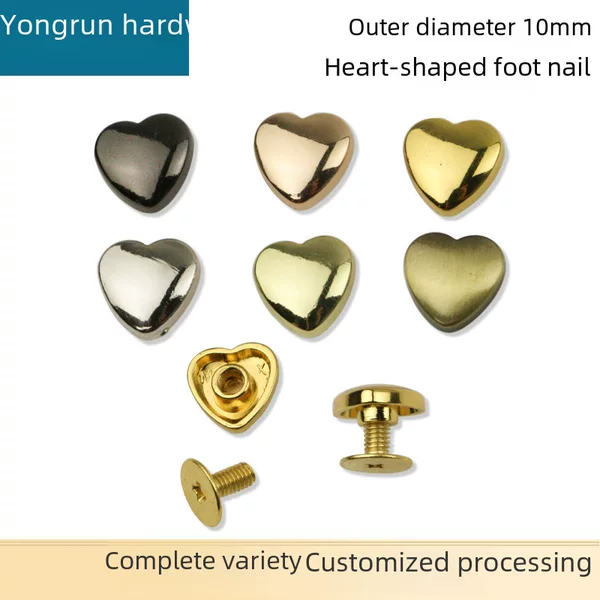10mm wide bag handbag foot nail luggage leather hardware leather bag love shaped bucket nail foot nail screw