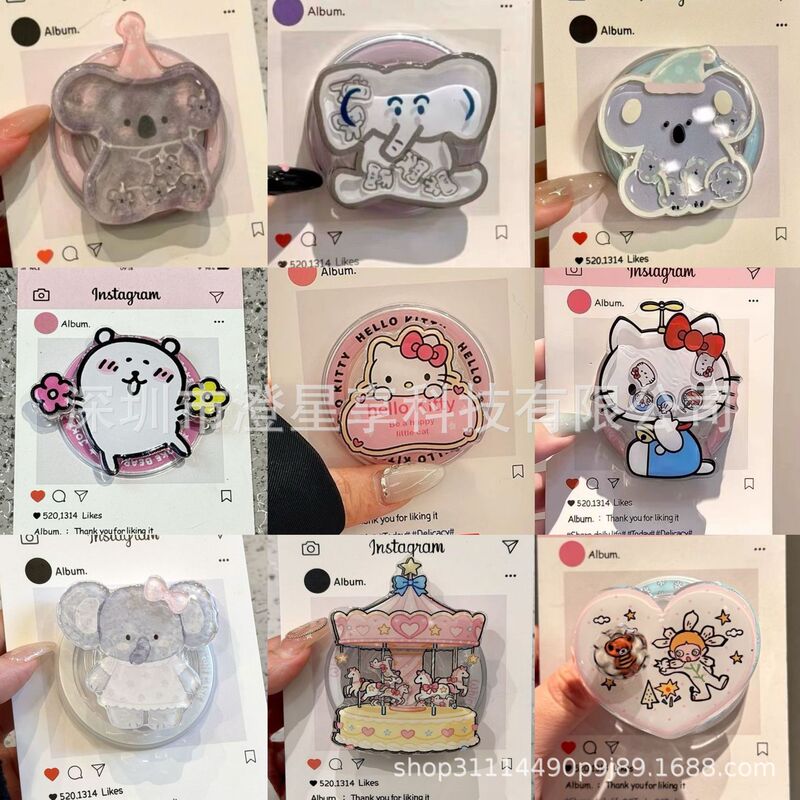 Cartoon Elephant Kitty Cat Magsafe Magnetic Stand with Super Strong Adsorption, Extendable Desktop Airbag, Trendy for Women