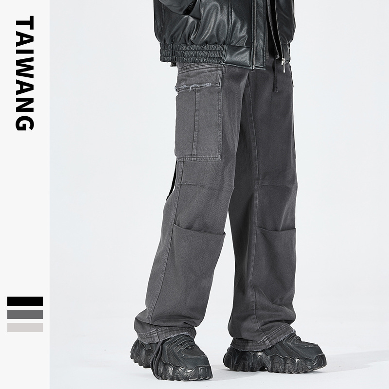 Abbigliamento maschile Thai King Abbigliamento maschile 2024 Pantaloni da paracadutista retrò Autunno e inverno Tintura indumenti Abbigliamento da lavoro Pantaloni larghi multitasche Pantaloni da uomo_voghion.com