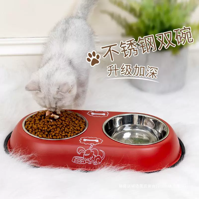 Собачья миска и кошачья миска, миска для кота, Teddy, двойная миска, собака среднего и большого размера, золотистый мех, питьевая вода, товары для животных