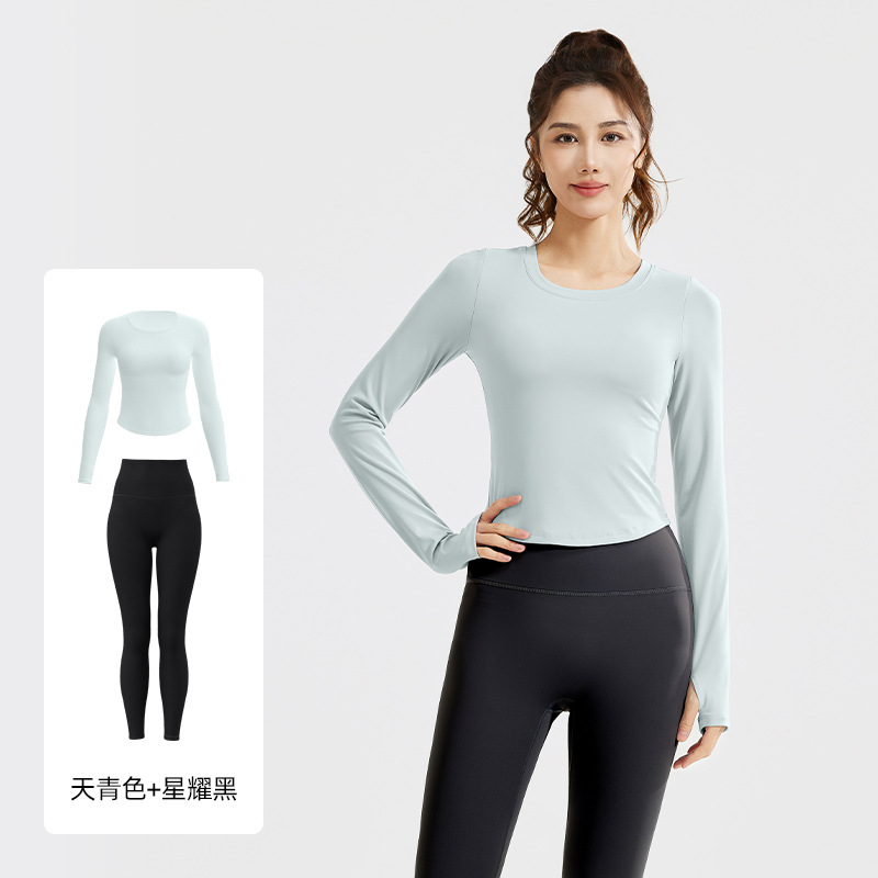 Juyitang nuevo traje de yoga delgado desnudo, delgado, elástico y transpirable, traje de fitness de ocio para correr